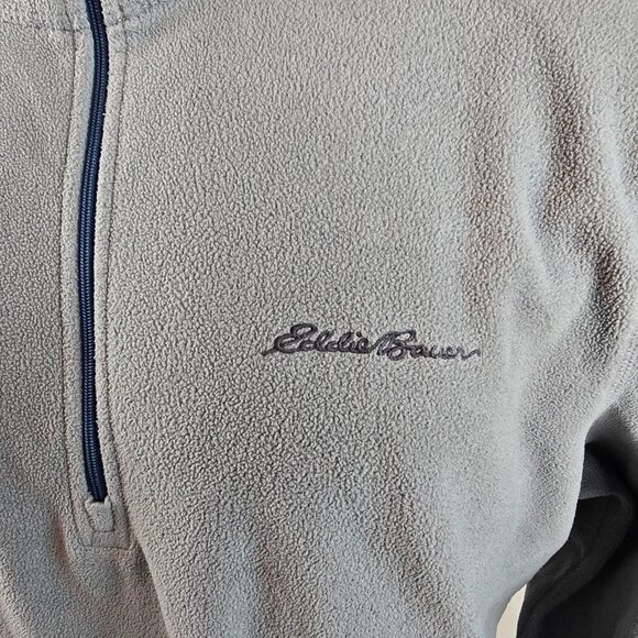 Eddie Bauer Fleece Mens Medium Gray Fast Fleece 100 Quarter Zip Pullover Light - Picture 3 of 10